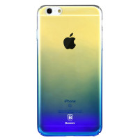 Твърд гръб ултра тънък хамелеон градиент оригиален BASEUS Glaze Case series за Apple iPhone 6 Plus 5.5 / Apple iPhone 6s Plus 5.5 син преливащ към прозрачно